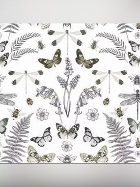 4 Rolls Designer Wallpaper Whimsical butterfly Floral Neutral Nature Peel&stick